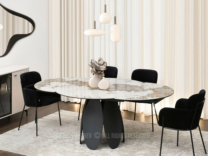 Jídelní stůl Facilidades (mramor + černá)