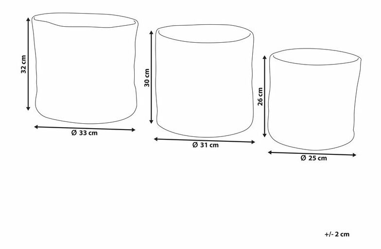 Set 3 ks. textilních košů ATIRAGA (textil) (béžová)