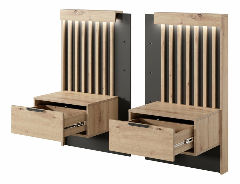 Set 2 ks. nočních stolků Tallin D (dub artisan + antracit)