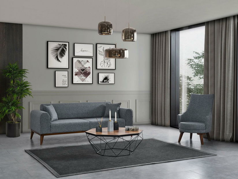 Křeslo Cofelona (světle šedá + ořech)