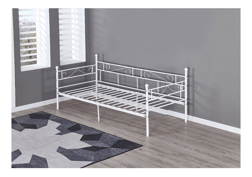 Jednolůžková postel 90 cm Rossa (s roštem) (bílá)