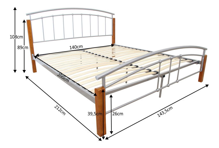 Manželská postel 140 cm Mirela (s roštem)