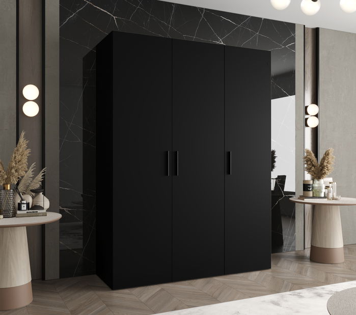 Šatní skříň 150 cm Borry 1 (černá + černá)