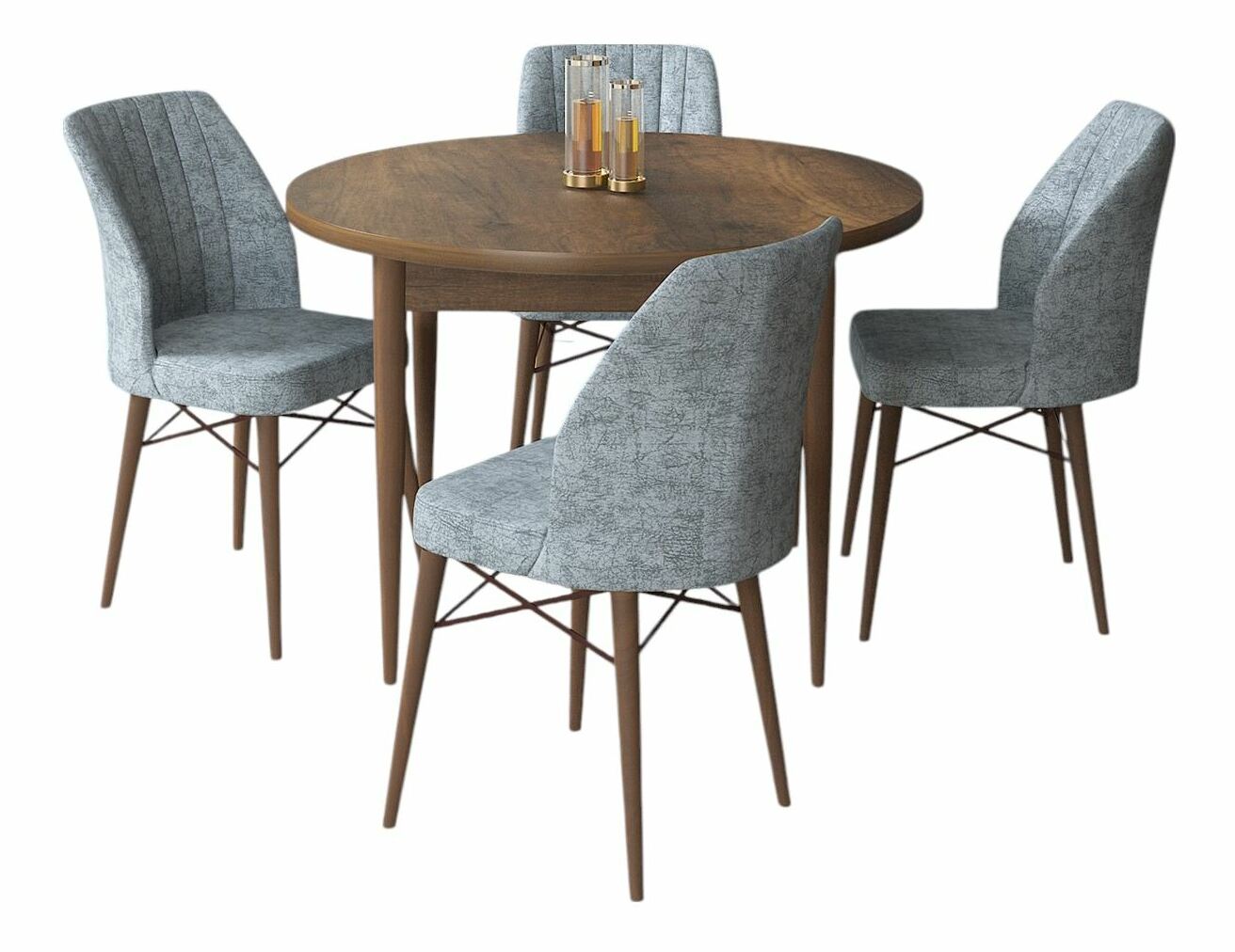 Jídelní set Roxie (ořech barokní + šedá) (pro 4 osoby)