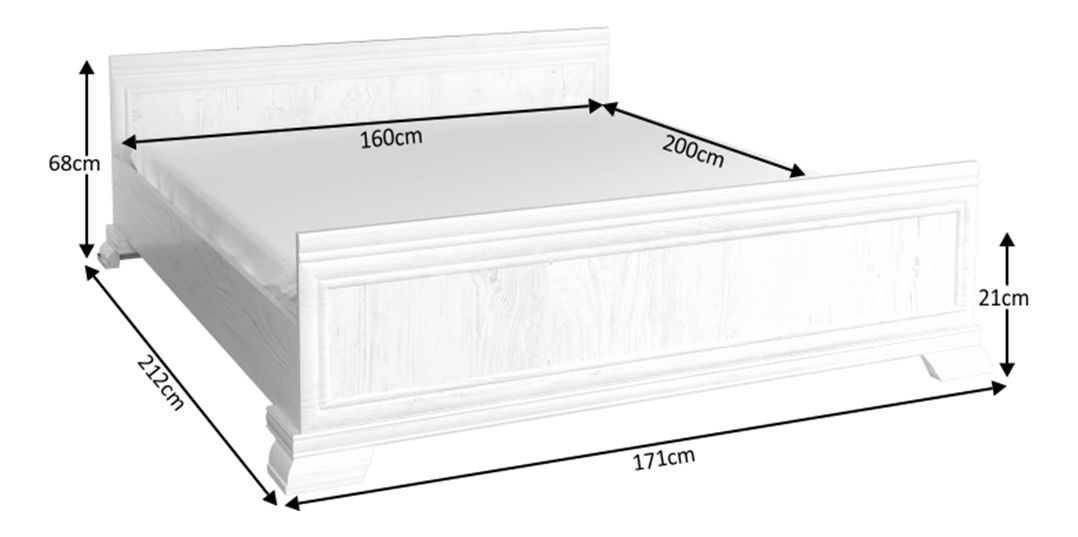 Manželská postel 160 cm Kraz KLS (s roštem) (sosna andersen)