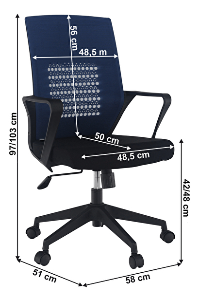 Kancelářské křeslo Mauve (tmavě-modrá + černá)