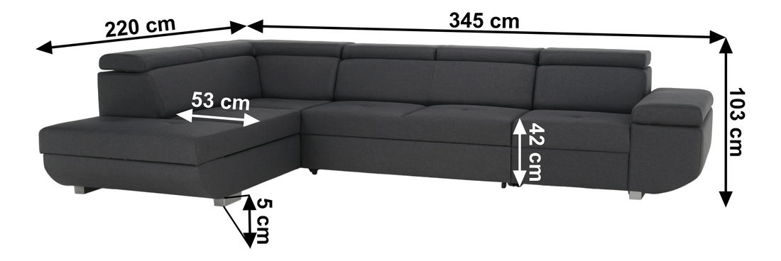 Rohová sedačka Meven (tmavě šedá) (L)