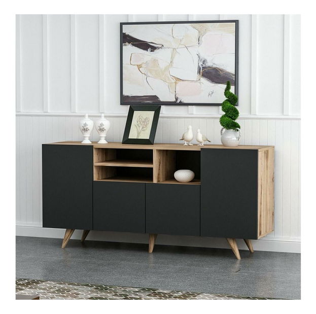 Konzolový stolek Vepeli 1 (černá + ořech)