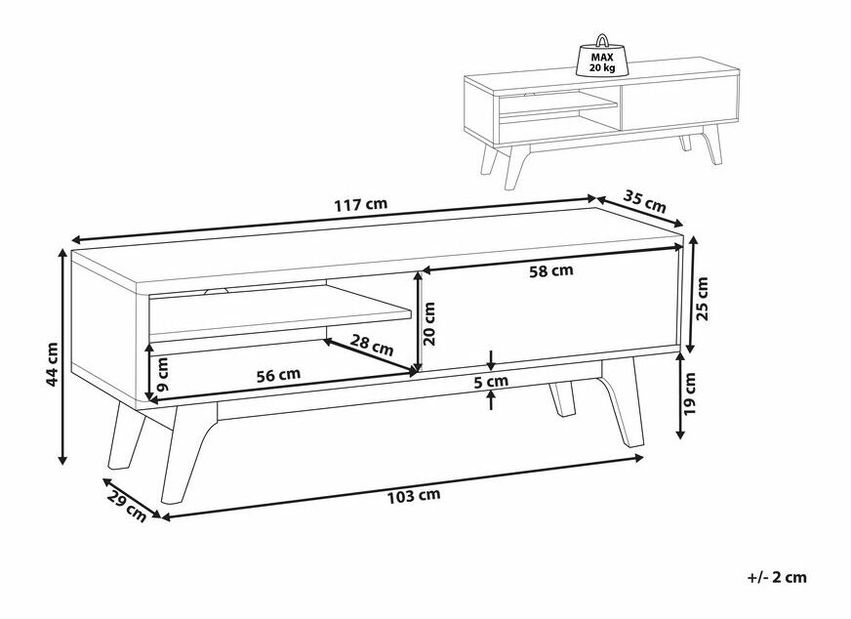TV stolek/skříňka Bear (světlé dřevo)