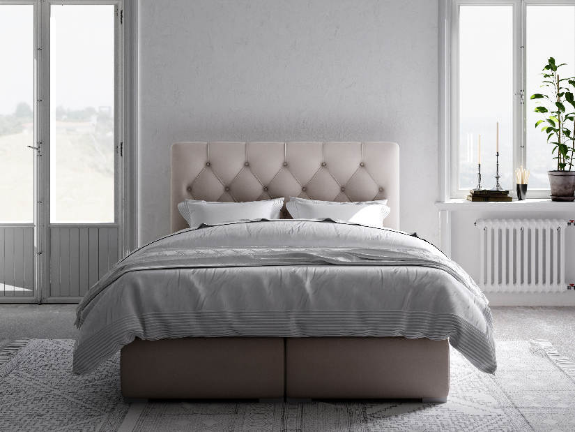 Boxspring postel 160 cm Ronda (bílá ekokůže) (s úložným prostorem)