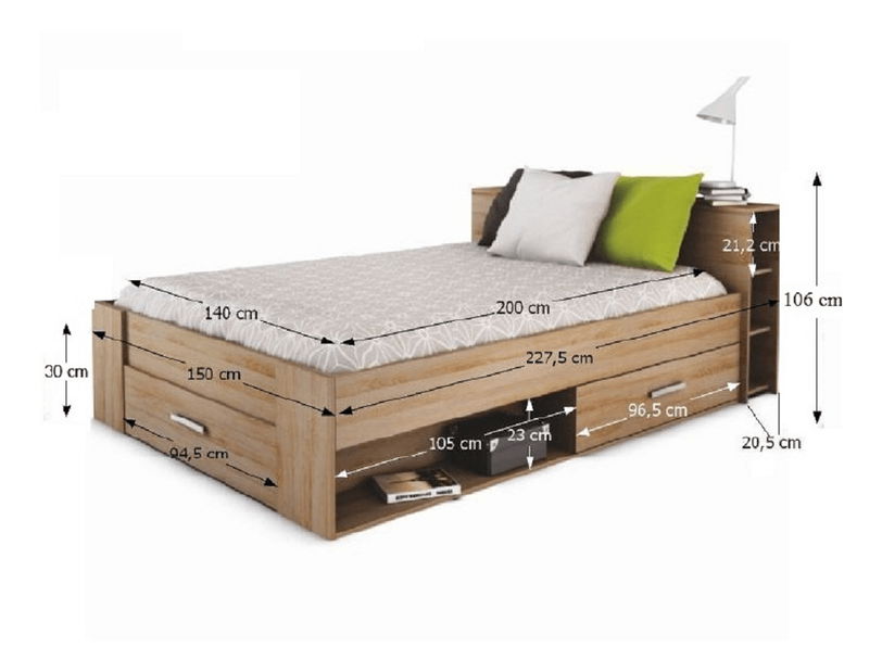 Manželská postel 140 cm Atau