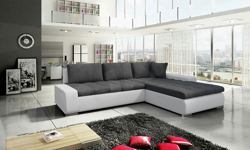 Rohová sedací souprava Hesron (ekokůže soft 017 + casablanca 2315)