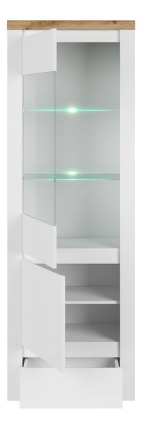 Vitrína Vina (bílá lesklá + dub wotan)