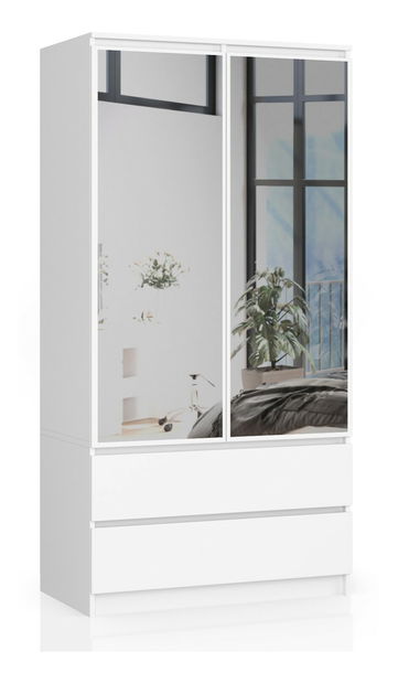 Šatní skříň Submarino (bílá) (se zrcadlem)