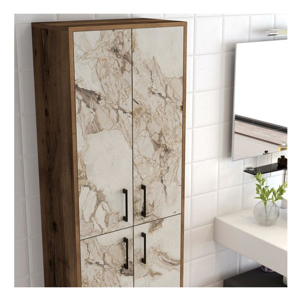 Policová skříň Berina 1 (ořech + bílá)