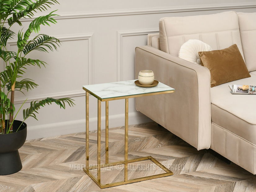 Konferenční stolek Vasho (bílá + zlatá)