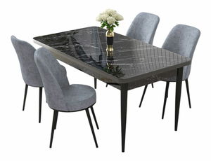 Jídelní set Nilla (ořech barokní + kouřová) (pro 4 osoby)