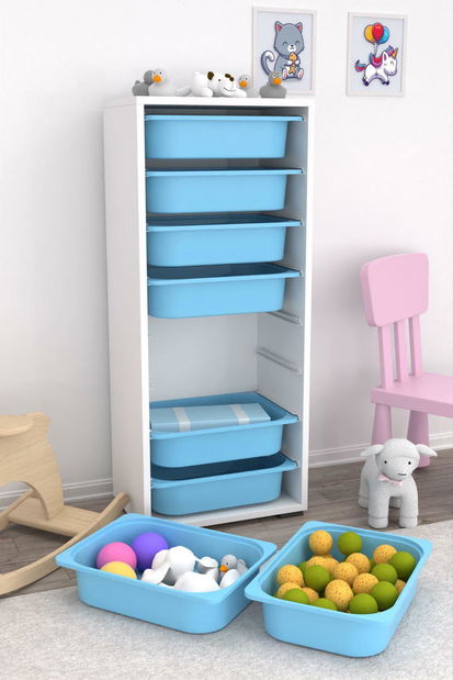 Organizér na hračky Dremonka 4 (bílá + modrá)