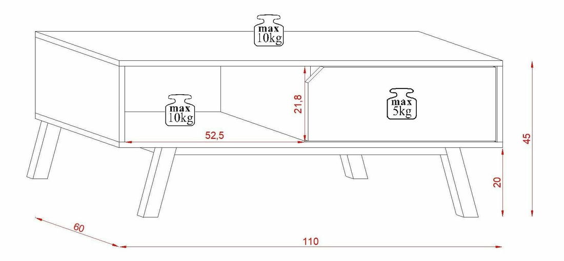 Konfereční stolek Tanuko (bílá + šedá)