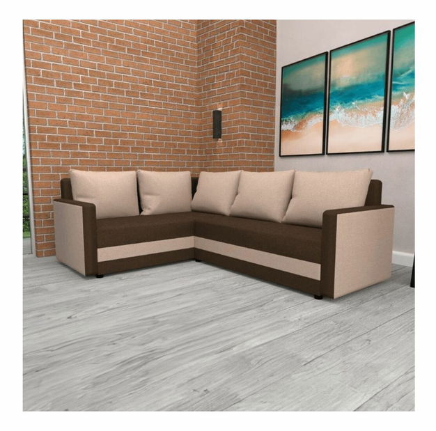 Rohová sedačka DONA (béžová + hnědá)