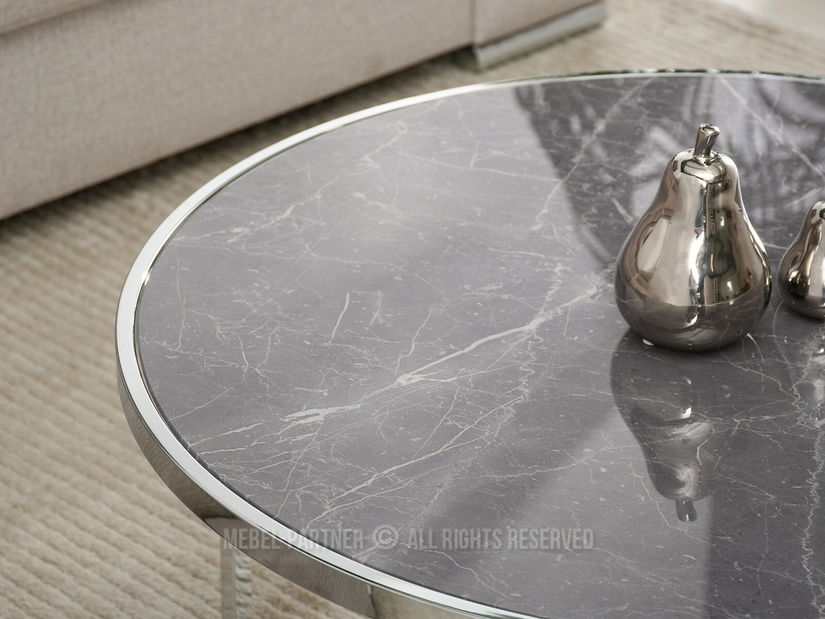 Konferenční stolek Natol (šedý mramor + chromová)