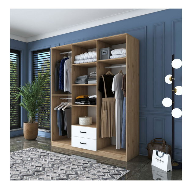 Šatní skříní Bastet 2337 (ořech + bílá)