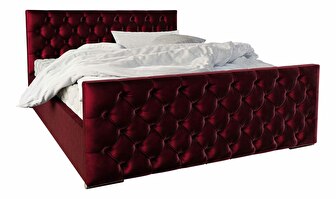 Manželská postel 160 cm Velva (bordó) (s roštem a úložným prostorem)