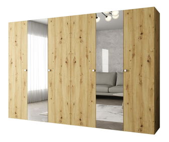 Šatní skříň 300 cm Parna 2 (dub artisan + stříbrná)