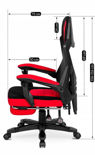 Herní křeslo Brodel (černá + červená)