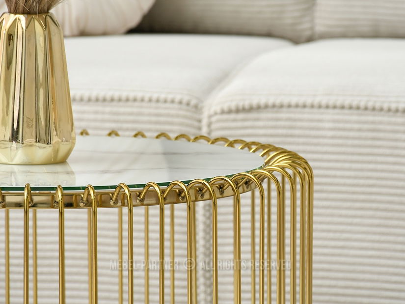 Konferenční stolek Nils M (bílý mramor + zlatá)