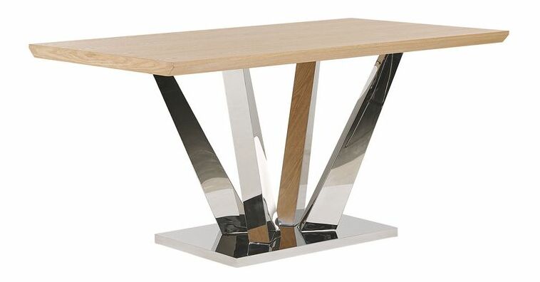 Jídelní stůl BONTOVA (světlé dřevo + stříbrná) (pro 6 osob)