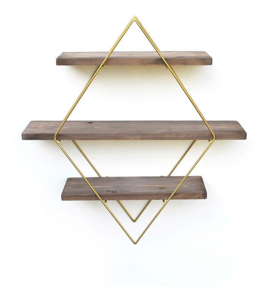  Dekorativní nástěnná police Duvelo 8 (ořech + zlatá)