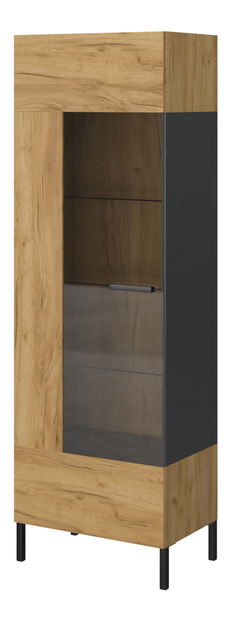 Vitrína Shanna (dub craft zlatý + antracit)