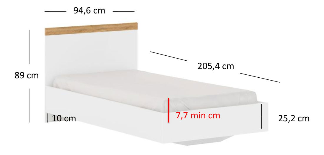 Jednolůžková postel 90 cm Vina (bílá + dub wotan) (bez roštu a matrace)