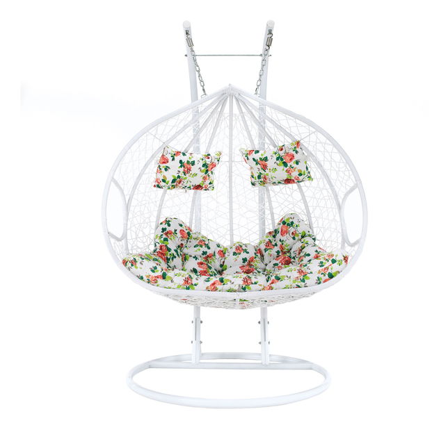Závěsné houpací dvojkřeslo Dalvoa 2 (bílá + vzor)