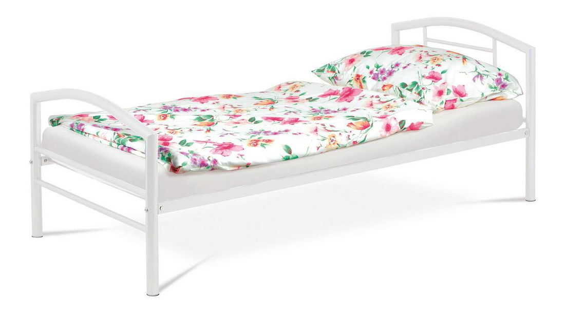 Kovová postel 90x200 Brotonetta (lesk bílý)
