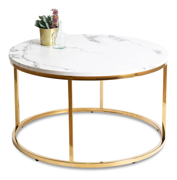 Konferenční stolek Aparentar Max (mramor bílý + zlatá)