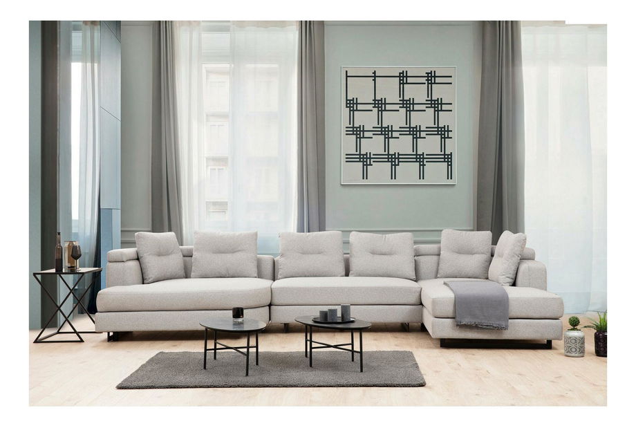 Rohová sedačka Padalusso (P) (světle šedá + černá)