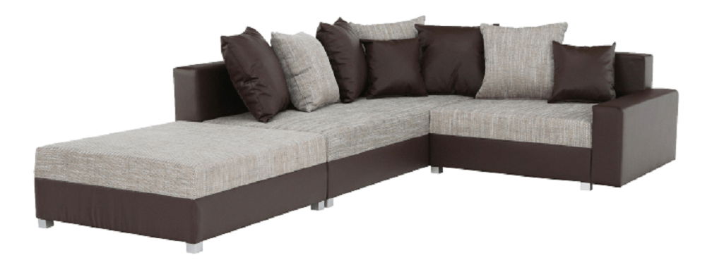 Rohová sedací souprava Pitton New hnědá (L) (s taburetem)