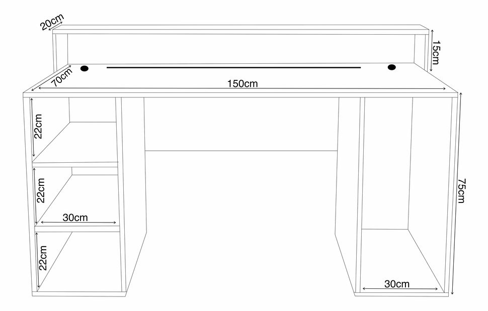 Herní pc stůl Endechor (černá)