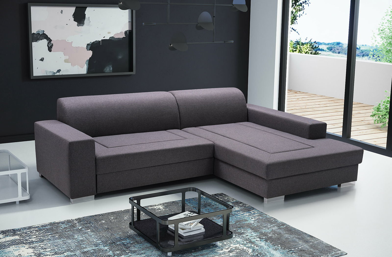 Rohová sedací souprava Malik (tmavě šedá) (P)