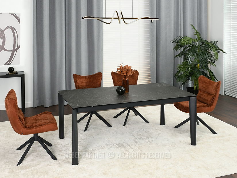 Jídelní stůl Tornado (černý mramor + černá)