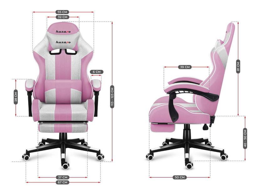 Herní křeslo Fusion 4.7 (bílá + růžová)