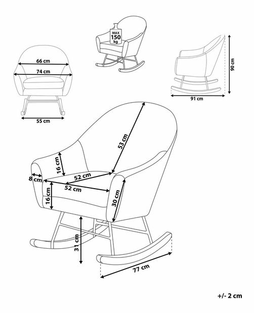 Houpací křeslo Oxon (světle šedá)