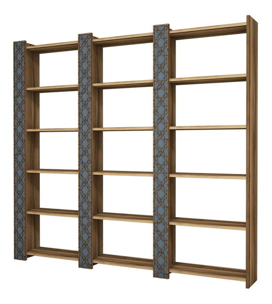 Regál Clementine 3 (ořech + modrošedá)