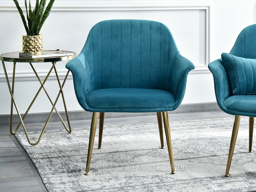 Křeslo Osmol F (tyrkysová + zlatá)