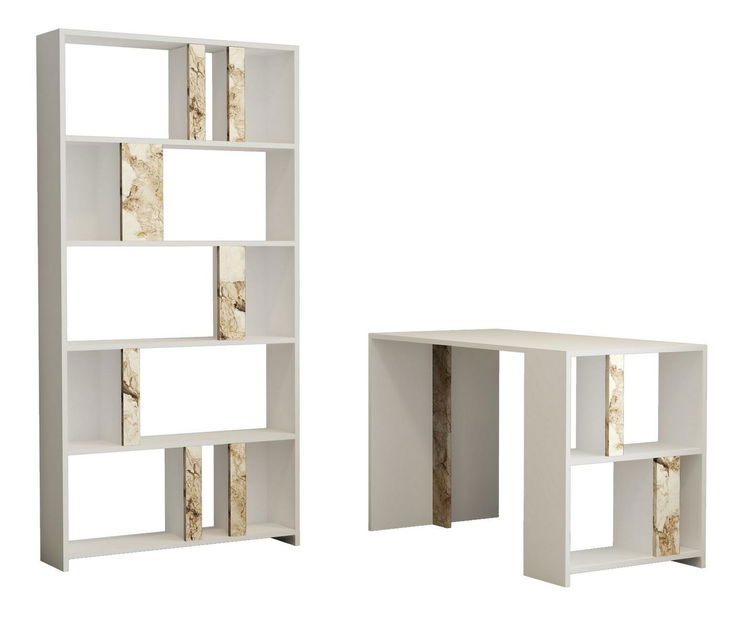 PC stolek s regálem Limba (bílá)