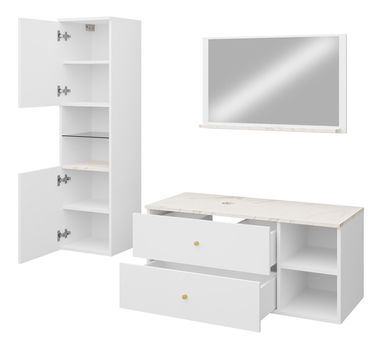 Koupelnový nábytek Kiago II (černá matná + mramor černý + zlatá) (se sifonem) *výprodej