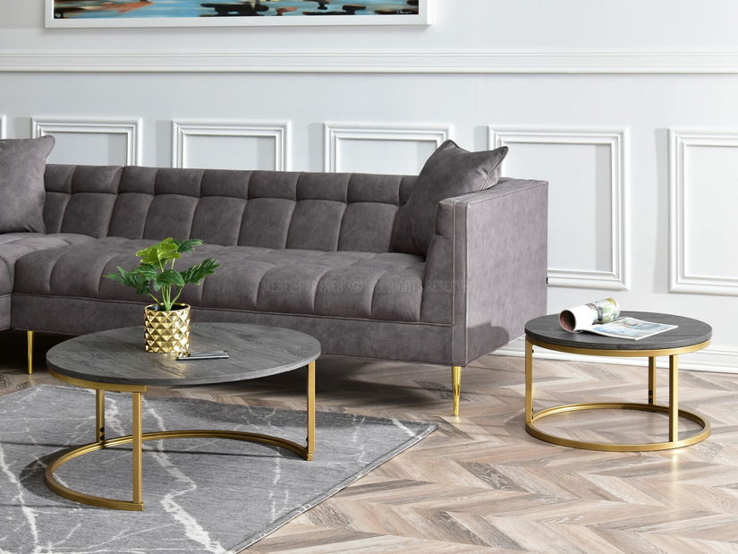 Konferenční stolek Kolja Zest Xl (šedá + zlatá)