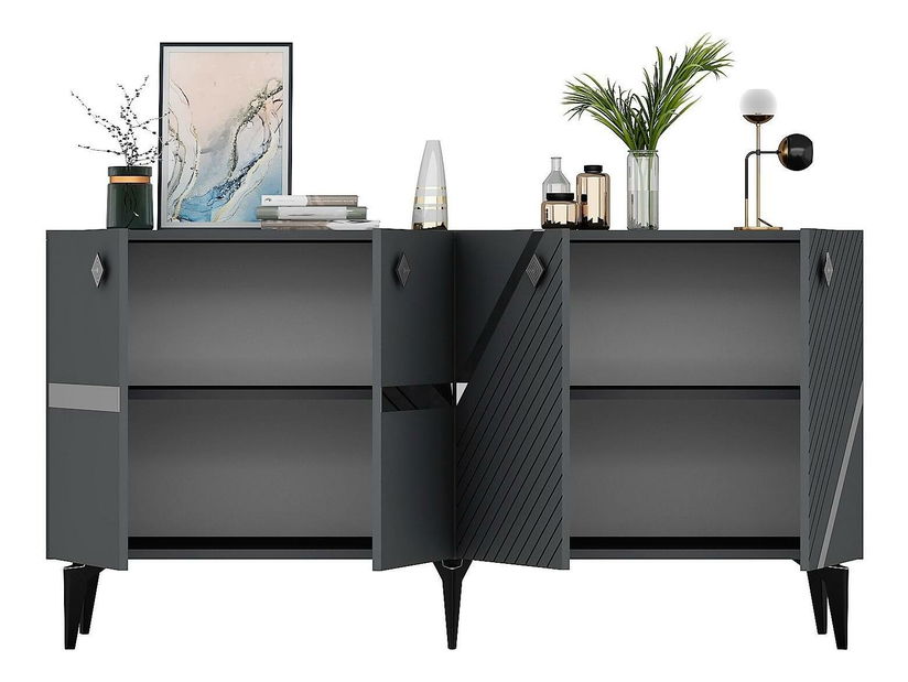 Skříňka Tabivo (antracit + stříbrná)